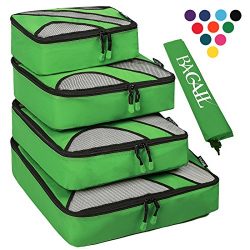 4 Set Packing Cubes,Travel Luggage Packing Organizers with Laundry Bag Green