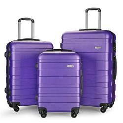 Luggage Set Spinner Hard Shell Suitcase Lightweight Carry On – 3 Piece (20″ 24″ ...