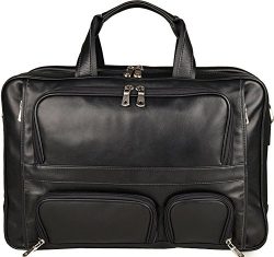 Iswee Leather Laptop Messenger Bag Business Briefcase Travel Duffel Bag Top Handle Handbag (Larg ...