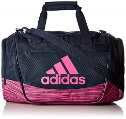 adidas Defender II Small Duffel Bag, Small, Collegiate Navy/Shock Pink Looper