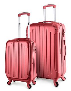 TravelCross Victoria Luggage 2 Piece Lightweight Spinner Set (Champagne) (Red)