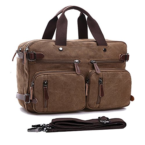 Canvas Hybrid Briefcase Backpack Convertible Messenger Bag Laptop ...