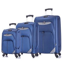 3 PC Luggage Set Durable Lightweight Spinner Suitecase NAVY