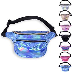 LEADO Holographic Fanny Pack Waterproof Fanny Packs for Women and Men, 80s Waist Pack Fashion Bu ...