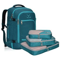 Hynes Eagle Travel Backpack 40L Flight Approved Carry on Backpack, Teal with 3PCS Packing Cubes