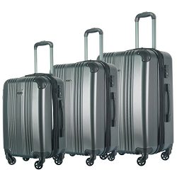 3 Piece Luggage Set Durable Lightweight Spinner Suitecase LUG3 6111 GUN METAL