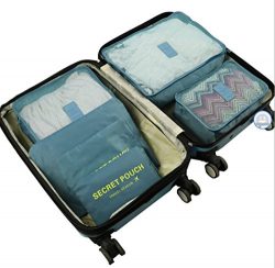 6Pcs Travel Storage Bags Clothes Packing Cubes Luggage Organizer Pouch (Gray Blue)