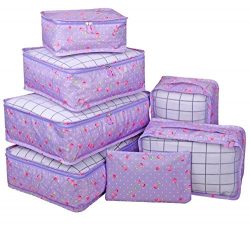 Vercord 7 Set Travel Packing Organizers Cubes Mesh Luggage Cloth Bag Cubes With Bra/Underwear Cu ...