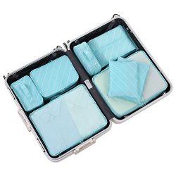 Travel Packing Cubes Set Toiletry Kits Bonus Shoe Bag JJ POWER Luggage Organizers (lattice turqu ...