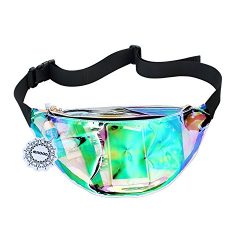 Neon Stylish Holographic Fanny Pack for Women Water Resistant Beach Waist Packs Hip Bum Bag, Iri ...