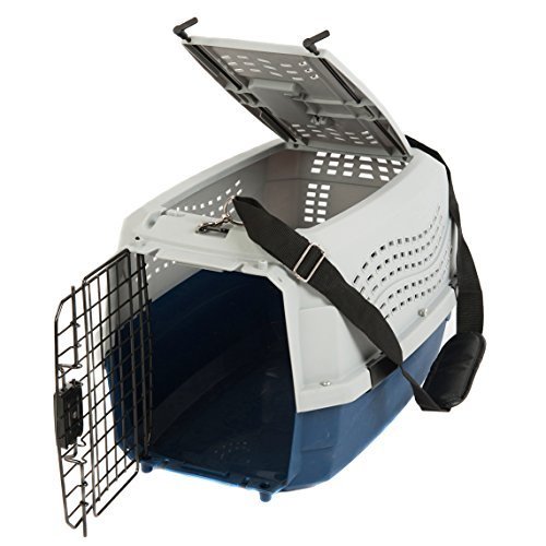 Favorite Portable Two Door Pet Carrier 23 Inch by 15.5 Inch by 13.5 Inch, Free Strap, Blue