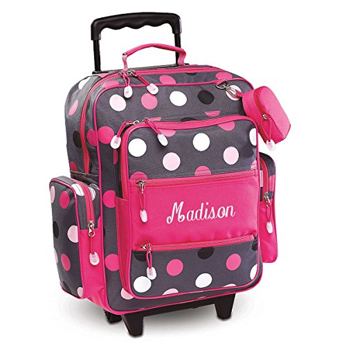 Personalized Kids Grey Multi-Dots Rolling Luggage
