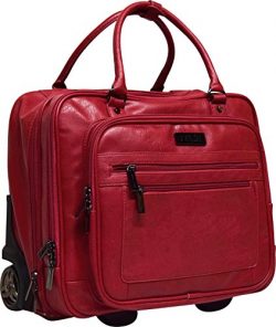 Kenneth Cole Reaction Wheel Fast Double Compartment Top Zip Wheeled Computer Case Overnighter (Red)