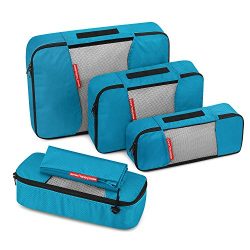 Travel Packing Cubes, Gonex Luggage Organizers L+2S+Slim+Laundry Bag Blue