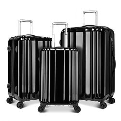 Windtook 3 Piece Luggage Sets Spinner Suitcase Bag for Travel and Business-M6600 Black