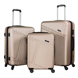 3 PC Luggage Set Durable Lightweight Spinner Suitecase LUG3 1610 CHAMPAGNE