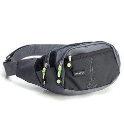 Wekine Lightweight Waist Bag with 4 Zipper Pockets, Fanny Pack/Bum Bag with Adjustable Belt Stra ...