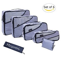 Mryumi Storage Travel Packing Organizers Cubes Luggage Compression 6 Set Pouches with Laundry Ba ...