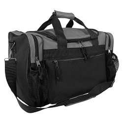 DALIX 17″ Duffle Bag Front Mesh Pockets in (Gray)