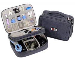 Electronics Organizer Travel Bag Accessories Cable Cord Gadget Gear Storage Cases iPad mini (Gray)