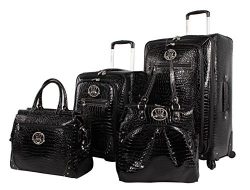 Kathy Van Zeeland Croco PVC Luggage Set 4 Piece Expandable Suitcase with Spinner Wheels (One Siz ...