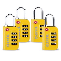 TSA Luggage Locks (4 Pack) – 4 Digit Combination Steel Padlocks – Approved Travel Lo ...