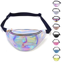 Miracu Holographic Fanny Pack, 80s Fanny Packs for Women and Men, Shiny Waist Pack Bum Bag Fashi ...