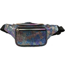 Holographic Fanny Pack for Women – Waist Fanny Pack with Adjustable Belt for Rave, Festiva ...