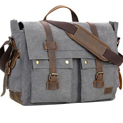 WOWBOX Messenger Bag for Men 17.3 inch Canvas Laptop Bag Bookbag Working Bag for Business School ...