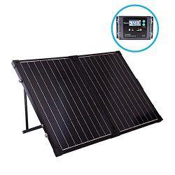 Renogy 100 Watt 12 Volt Monocrystalline Foldable Portable Solar Suitcase with Voyager Waterproof ...