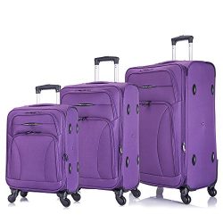 3 PC Luggage Set Durable Lightweight pinner Suitecase -LUG3-S73-PURPLE