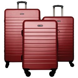 3 PC Luggage Set Durable Lightweight Spinner Suitecase LUG3 SK0040 RED