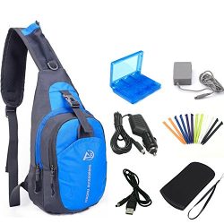 YB-OSANA 7 in 1 Travel Backpack Crossbody Bag + 3DS XL AC Adapter+ 3DS Car Charger +Soft Protect ...