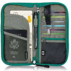 Zoppen RFID Travel Wallet & Documents Organizer Zipper Case, Passports Holder Removable Wris ...