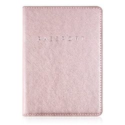 Leminimo Leather Passport Cover Case With RFID Blocking – Champagne Gold Passport Holder T ...