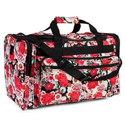 Riah Fashion Women’s Cute Print Duffel Bag (Red Floral)