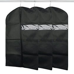 Garment Covers, 3PCS Segarty Black Breathable Garment Bag Covers for Storage, Hanging Suit Cover ...