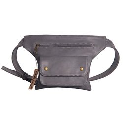 Badiya Couples Multifunction Black PU Leather Waist Packs with Cell Phone Pouch (Grey)