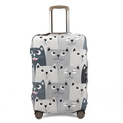 Madifennina Spandex Travel Luggage Protector Suitcase Cover Fit 23-32 Inch Luggage (graycat, M)