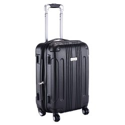 Goplus GLOBALWAY Expandable 20″ ABS Carry On Luggage Travel Bag Trolley Suitcase (Black)