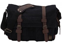 Berchirly Vintage Military Men Canvas Messenger Bag for 14.7″ Laptop