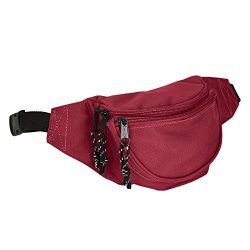 DALIX Fanny Pack w/3 Pockets Traveling Concealment Pouch Airport Money Bag (Maroon)