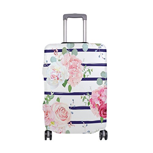 Spring Summer Floral Roses Flowers Striped Suitcase Luggage Cover ...