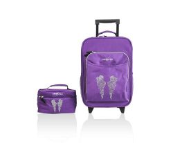 Obersee O3 Kids Luggage and Toiletry Bag Set, Rhinestone Angel Wings