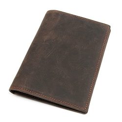 Polare Men’s Slim RFID Blocking Leather Passport Holder Travel Bifold Wallet (Brown)