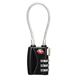 TSA Approved Security Cable Travel Locks, Re-settable 3-Digit Combination Luggage Padlock for Ba ...