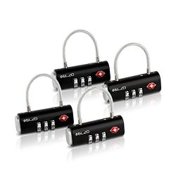 Elzo TSA Approved Luggage Lock, Easy Read Dials and 3 Digits Combination – 4 Pack