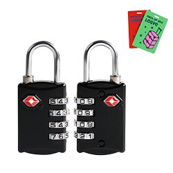 TSA approved Luggage Lock(2 packs),Disveo Resettable 4-digit Combo Combination Padlock Travel Lo ...