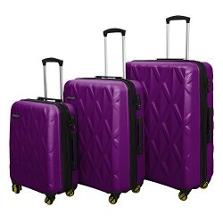 3 PC Luggage Set Durable Lightweight Hard Case Spinner Suitecase LUG3 SS505A PURPLE