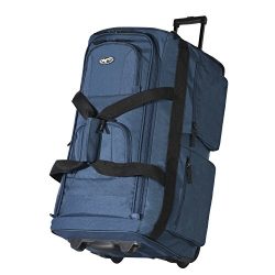 Olympia Luggage 29″ 8 Pocket Rolling Duffel Bag (Navy w/ Black – Exclusive Color)